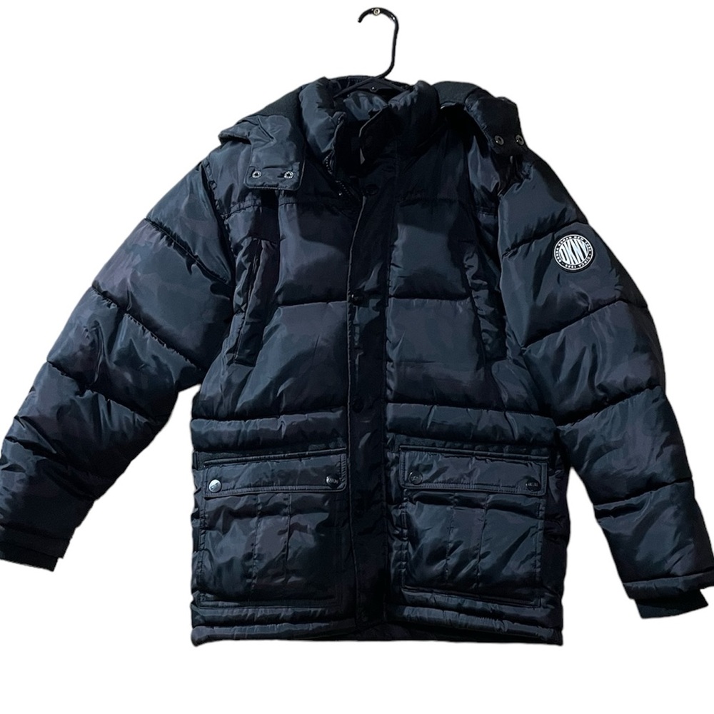 DKNY Youth Boy Black Camo Print Puffer Jacket